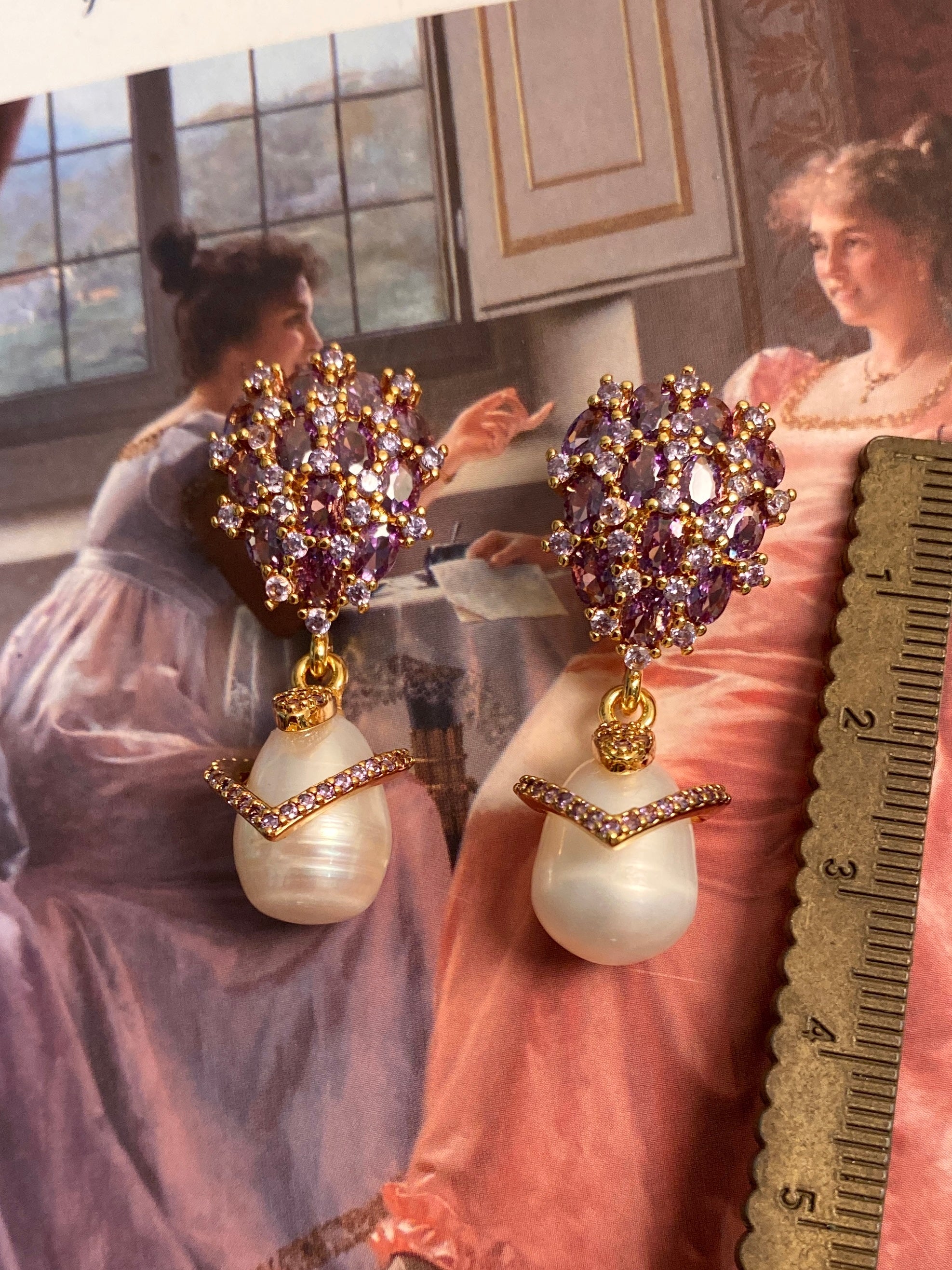 Lavender Kiss Pearl Earrings