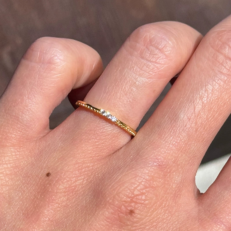 S925 Sterling Silver 14K Gold-Plated Minimalist Diamond Ring