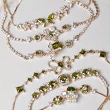 Misty Forest Olive Green Zircon Butterfly Bracelet – Unique Designer Sparkling Jewelry