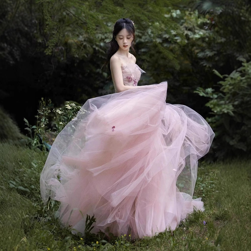 Pink Strapless Engagement Gown – Fairy Tale Princess Dress