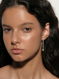 S925 Sterling Silver 4A Cubic Zirconia Teardrop Tassel Chain Earrings