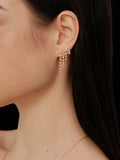 S925 Sterling Silver French Mini Chandelier Tassel Earrings Rainfall Square-Cut Design
