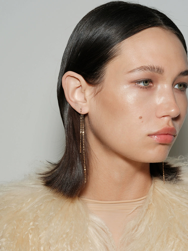 Delicate Layered Gold Thread Chain Earrings