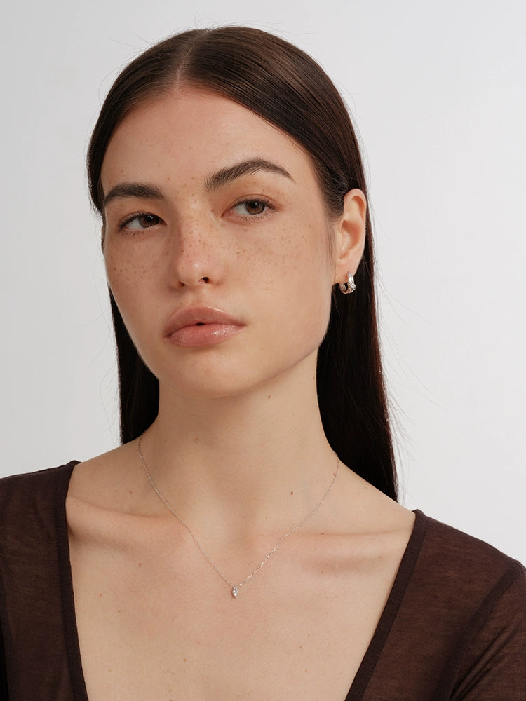 S925 Sterling Silver Mini Marquise Stone Necklace