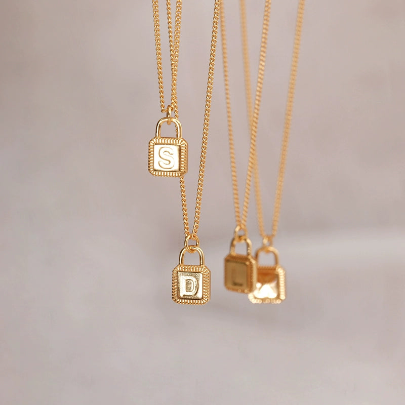 S925 Sterling Silver Square Lock Necklace