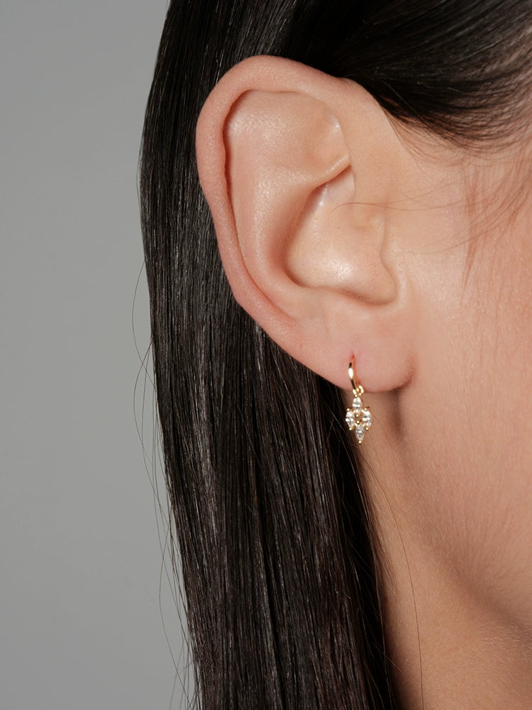 S925 Sterling Silver French Lace Flower Hook Earrings