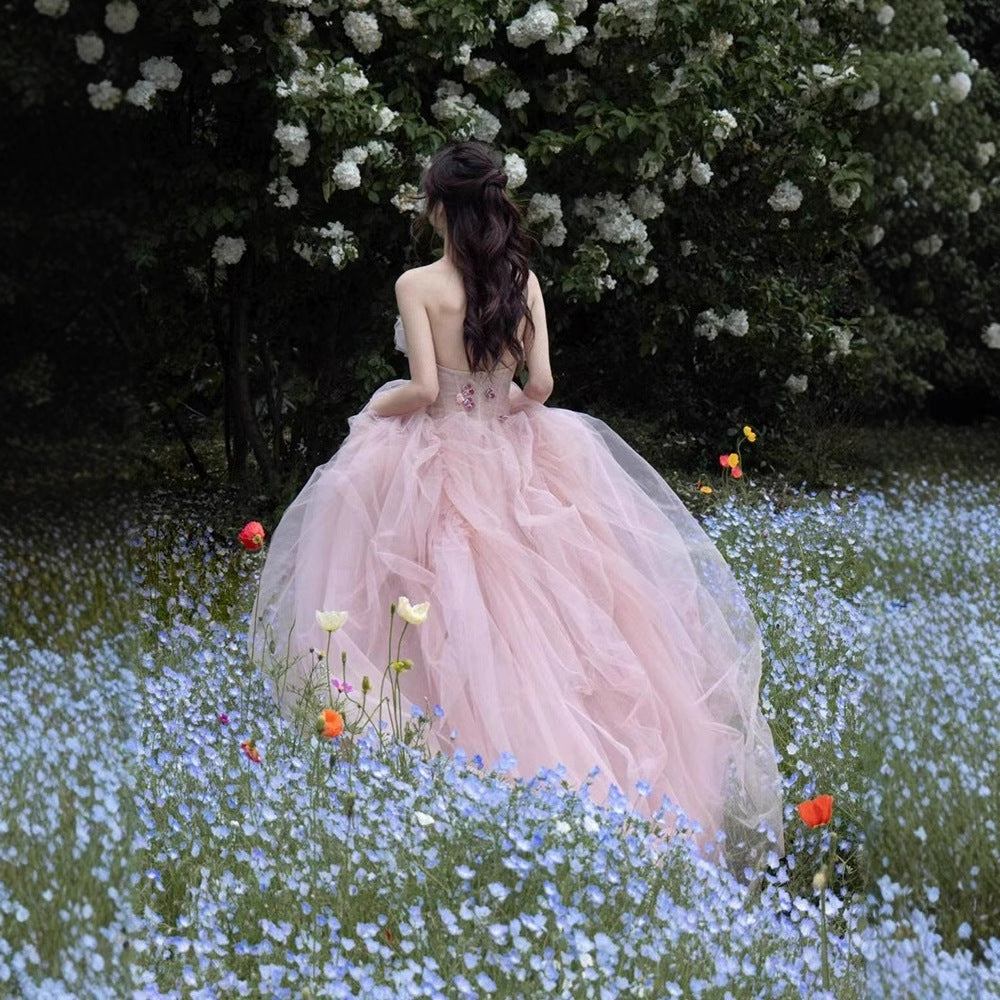 Pink Strapless Engagement Gown – Fairy Tale Princess Dress