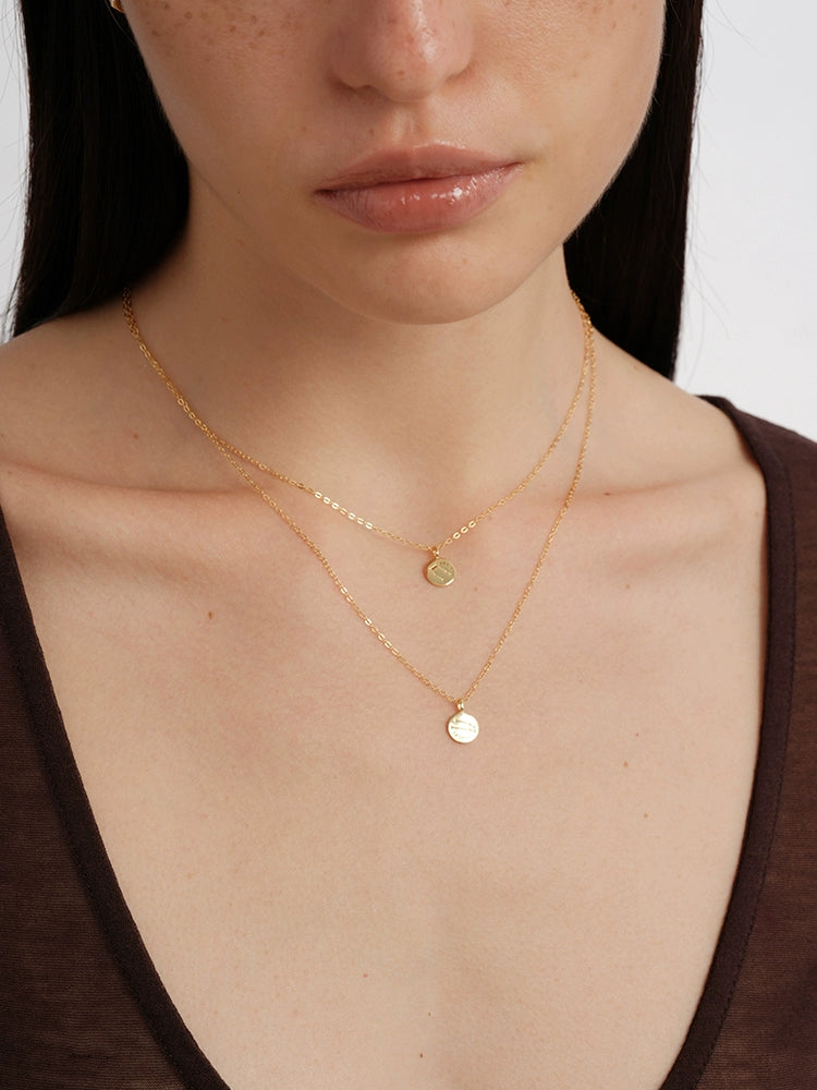 S925 Sterling Silver Mini Coin Zodiac Pendant Necklace