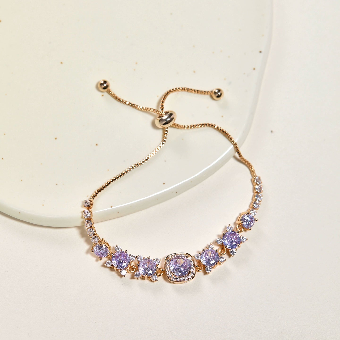 Midsummer Night’s Dream Purple Zircon Butterfly & Pearl Bracelet – Vintage-Inspired Sparkling Dreamy Design