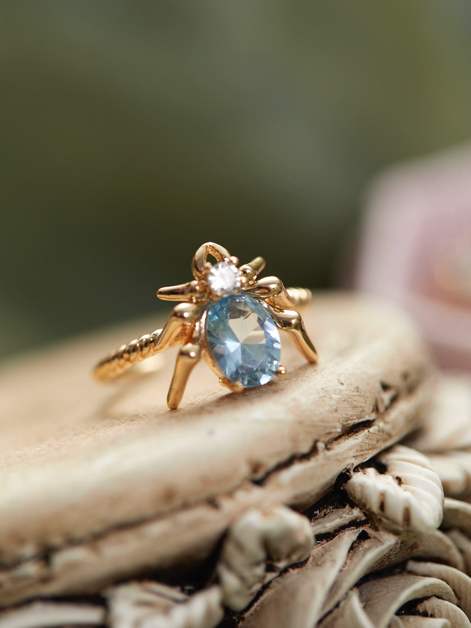 Original “Blue Rose Never Sleeps” Collection – Unique Blue Spider Jewelry (Stud Earrings, Ear Cuff, Adjustable Ring)