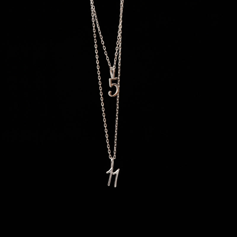 S925 Sterling Silver Mini Lucky Number Pendant Necklace