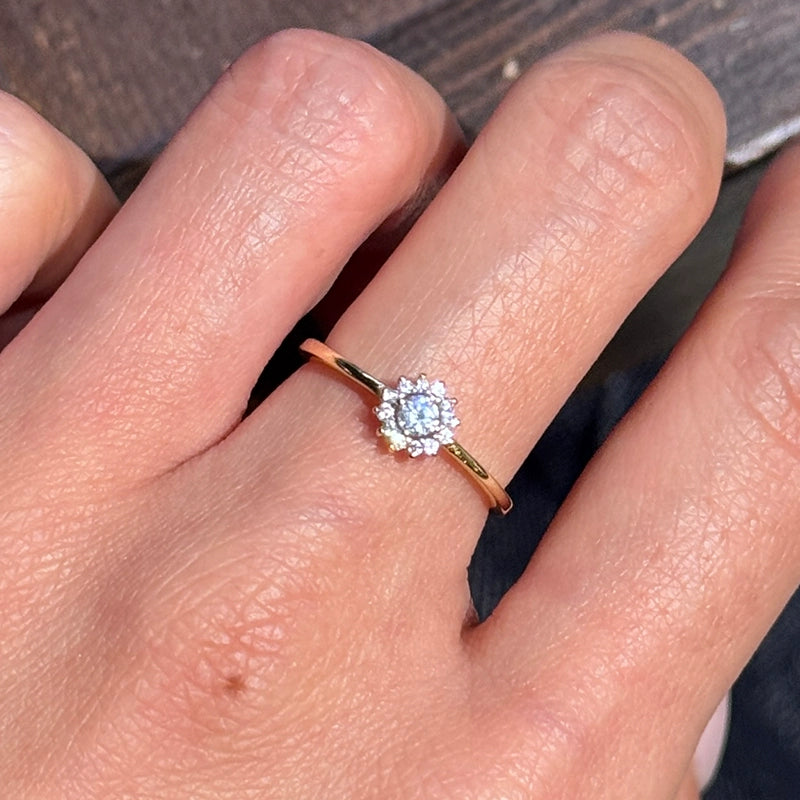 S925 Sterling Silver 14K Gold-Plated Minimalist Diamond Ring
