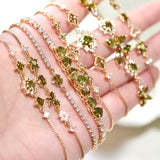 Original “Misty Forest” Butterfly Bracelet – Vintage Olive Green Zircon Jewelry, Unique Nature-Inspired Design