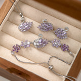 Midsummer Night’s Dream Collection – Vintage Swan Jewelry with Sparkling Purple Zircon (Stud Earrings, Ear Cuff, Necklace, Bracelet)
