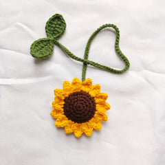 Crochet Sunflower Bag Charm Car Hanging