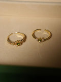 Waltz of the Rhine Olive Green Crystal Open Ring