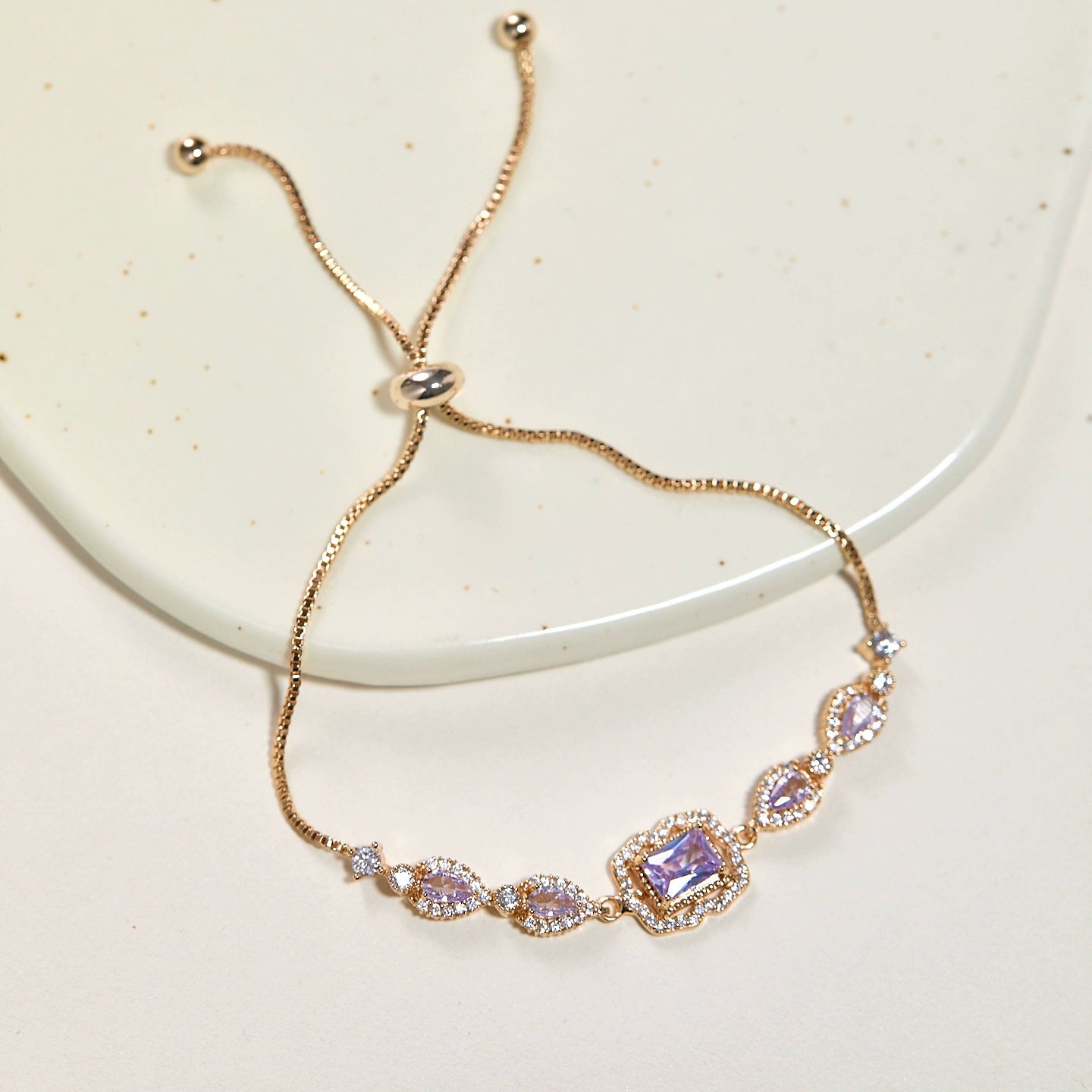 Midsummer Night’s Dream Purple Zircon Butterfly & Pearl Bracelet – Vintage-Inspired Sparkling Dreamy Design
