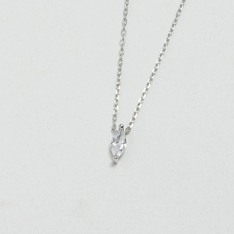 S925 Sterling Silver Mini Marquise Stone Necklace