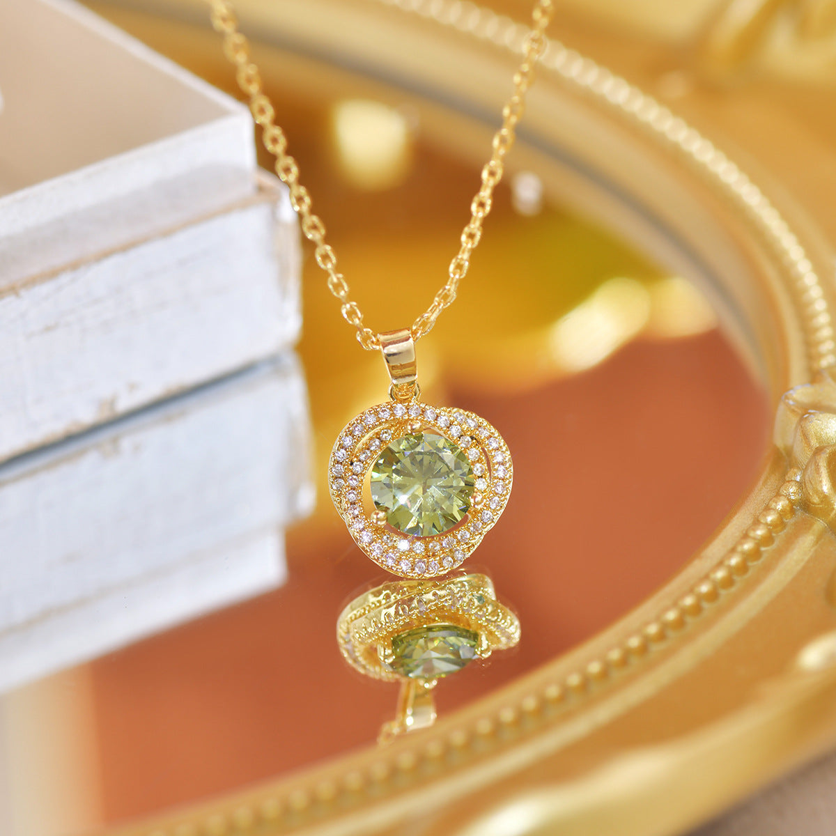 Olive green crystal necklace