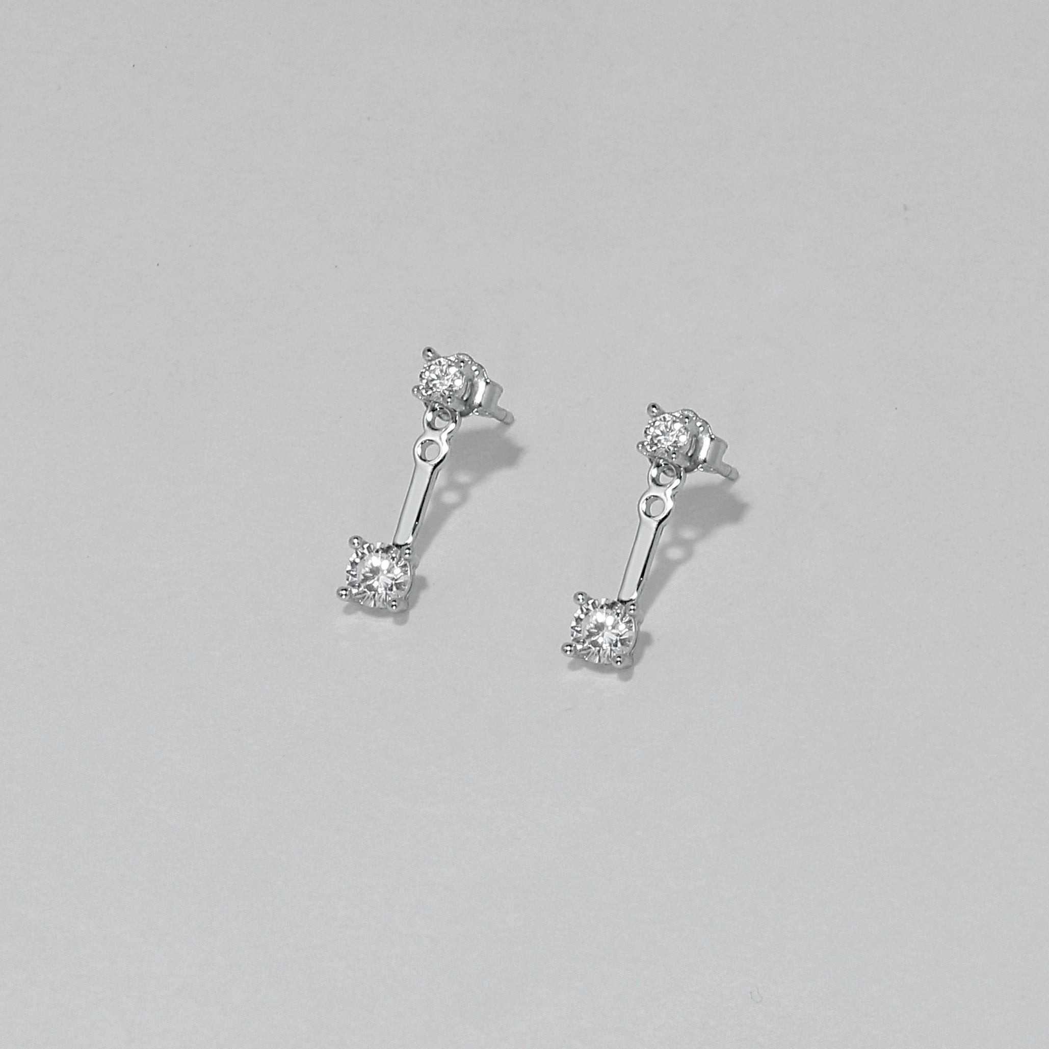S925 Sterling Silver French Hollow Double-Diamond Stud Earrings