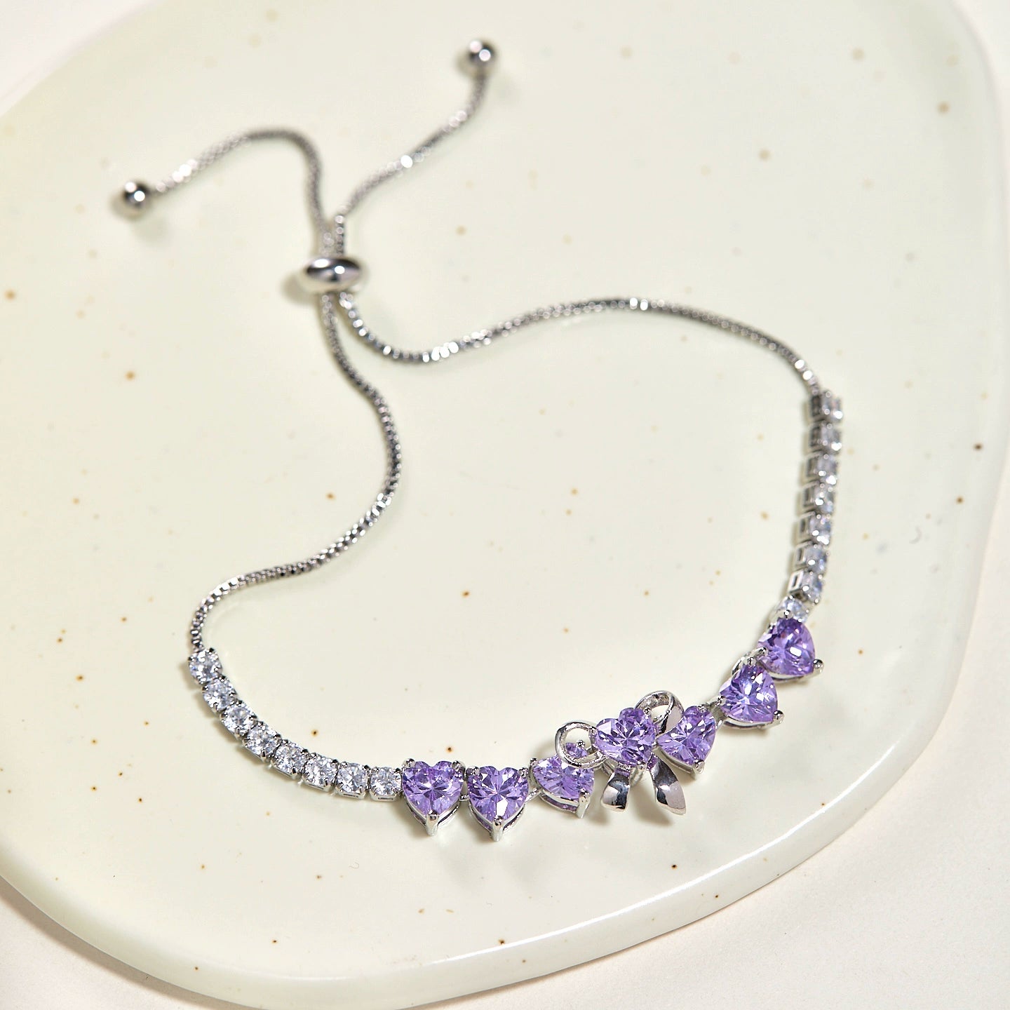 Midsummer Night’s Dream Purple Zircon Butterfly & Pearl Bracelet – Vintage-Inspired Sparkling Dreamy Design