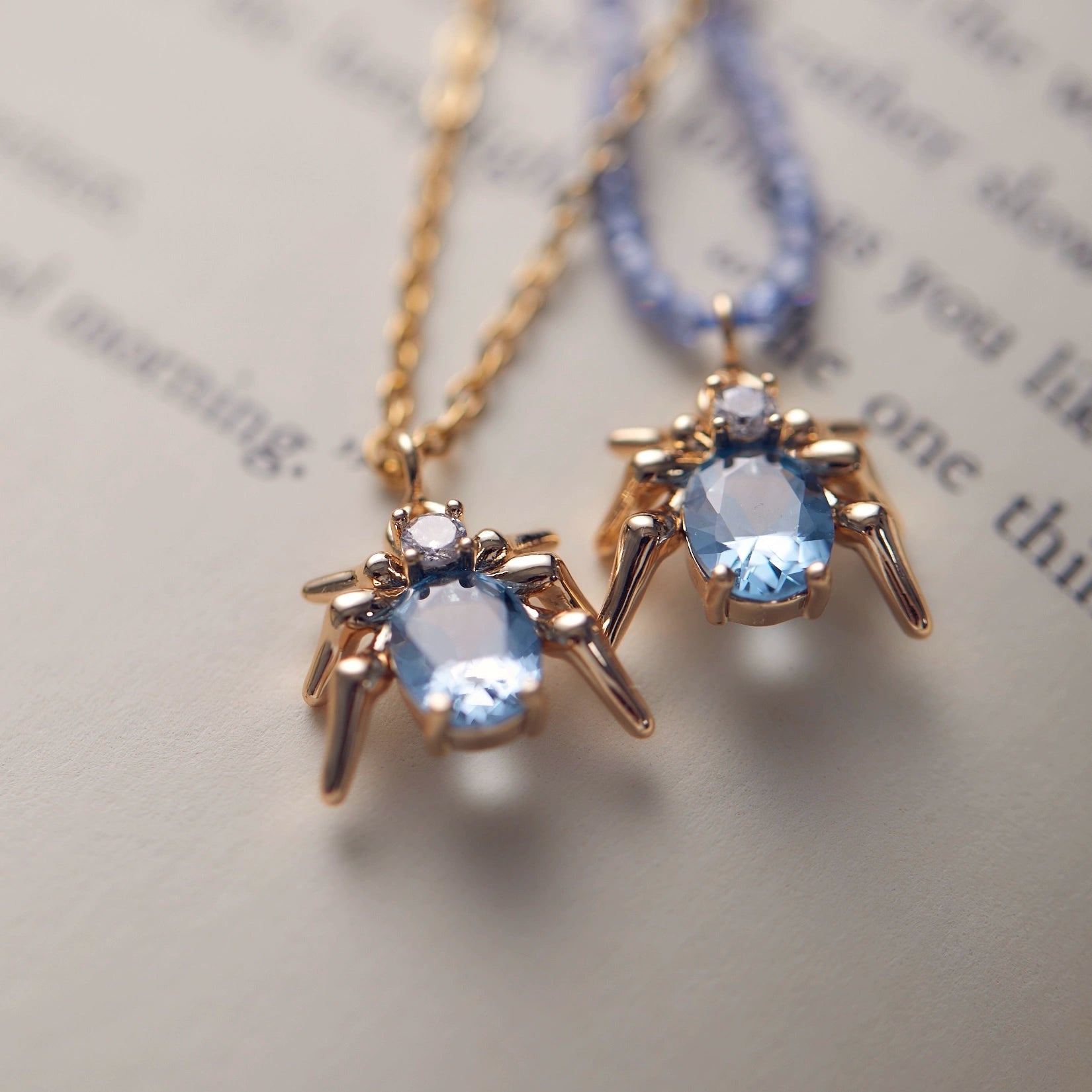 Original “Blue Rose Never Sleeps” Collection – Unique Blue Spider Jewelry (Stud Earrings, Ear Cuff, Adjustable Ring)