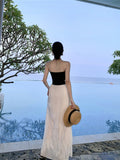 Off-Shoulder Pleated Maxi Dress – Elegant Flowing Summer Outfit