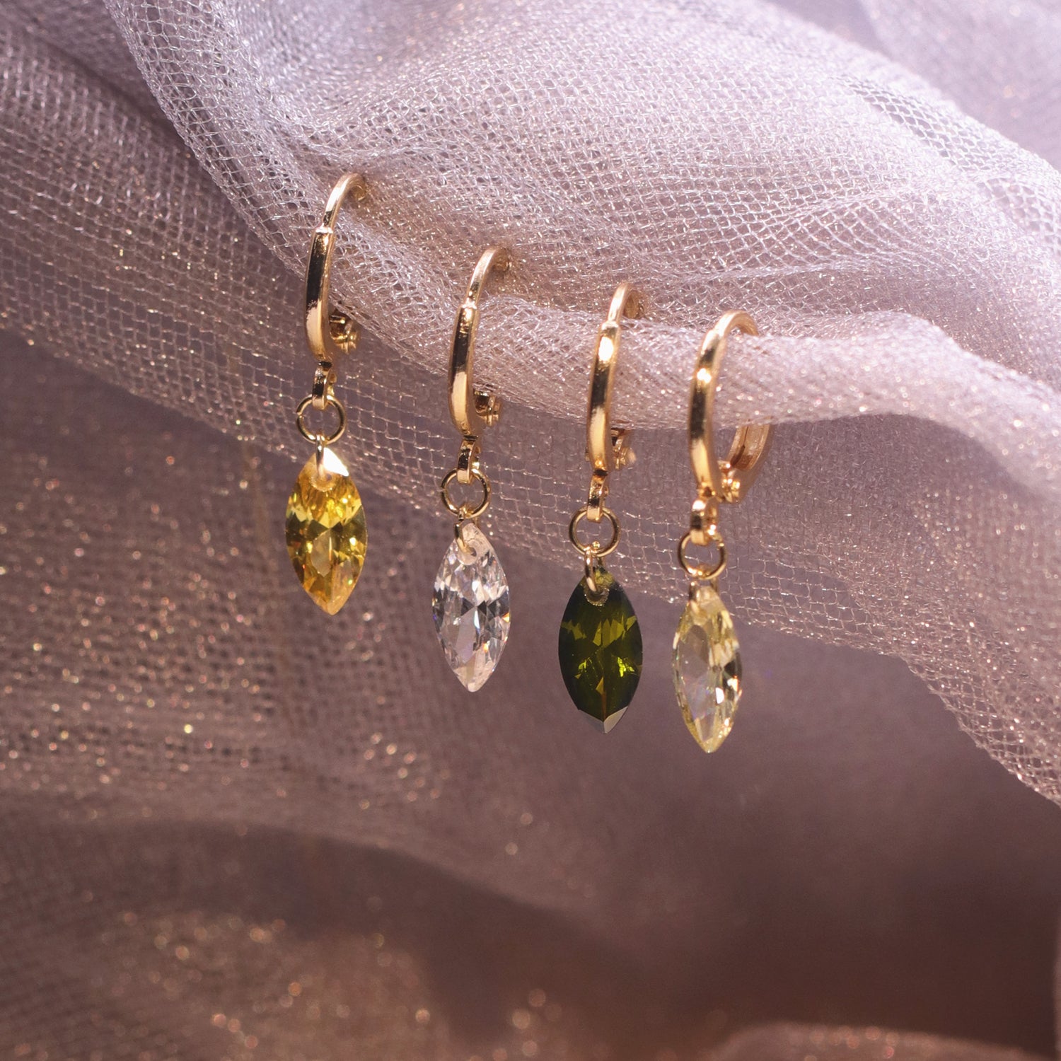 Olive Green Zircon Earrings