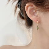Olive Green Zircon Earrings