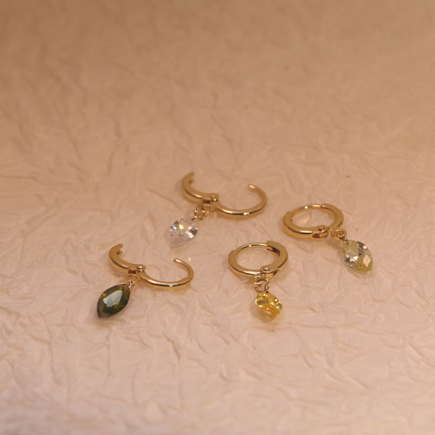 Olive Green Zircon Earrings