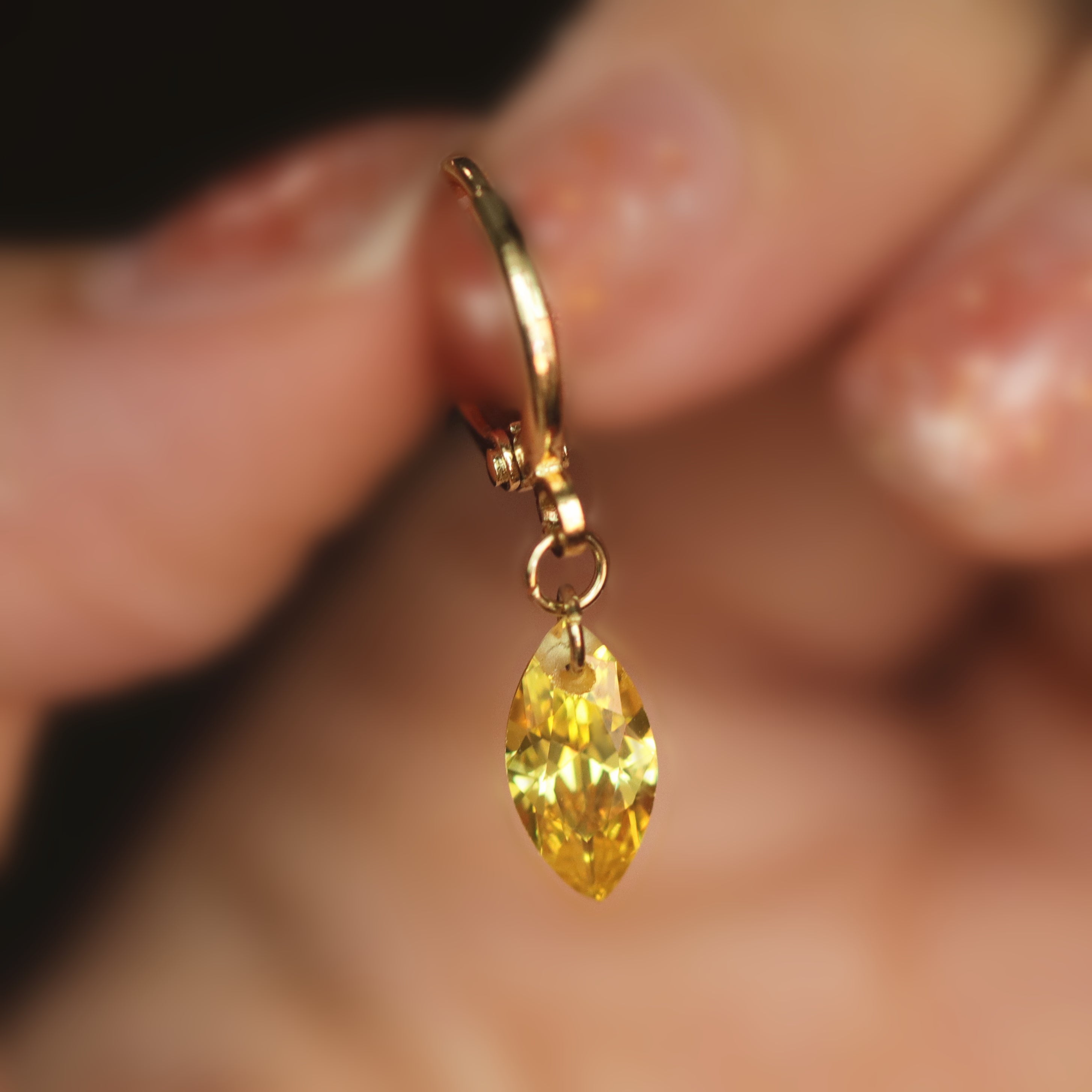 Olive Green Zircon Earrings
