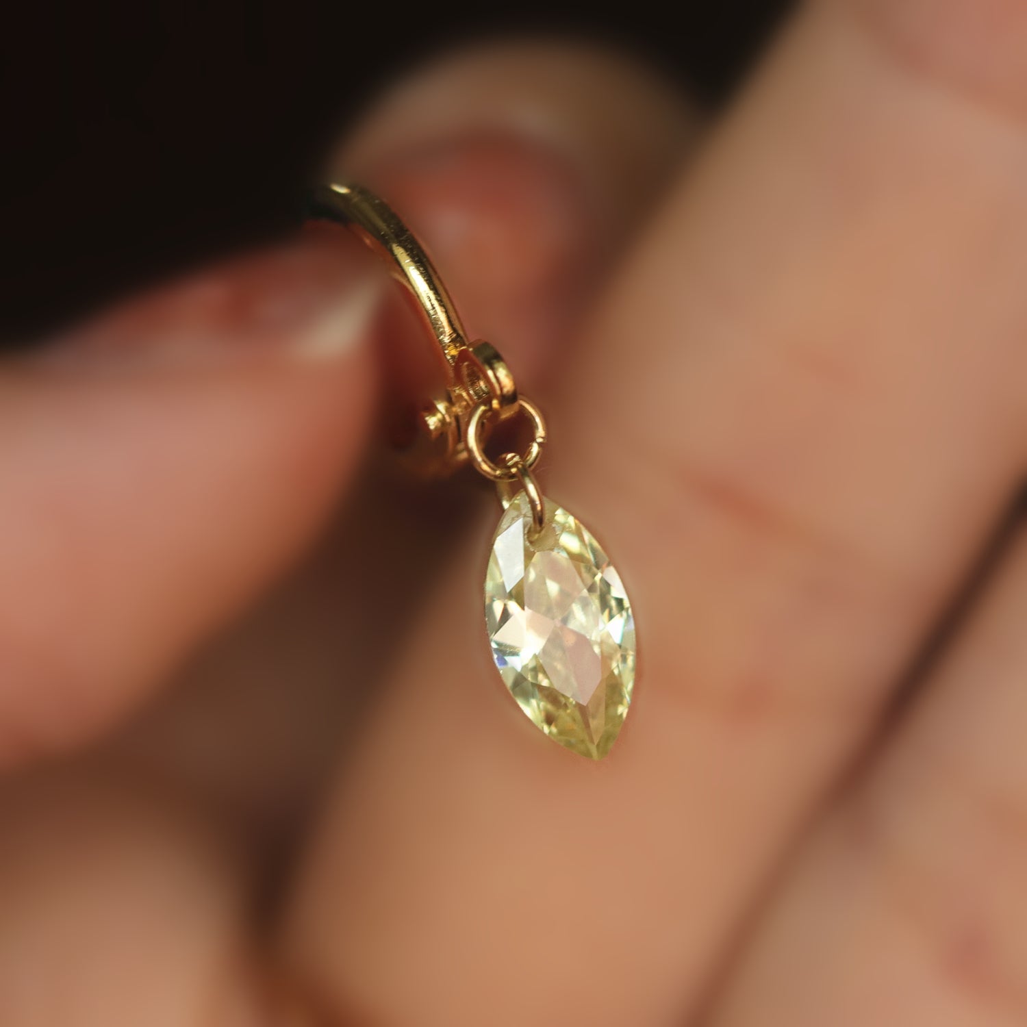 Olive Green Zircon Earrings