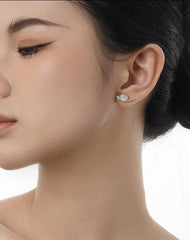 Rune Opal and Diamond 925 Silver Earring