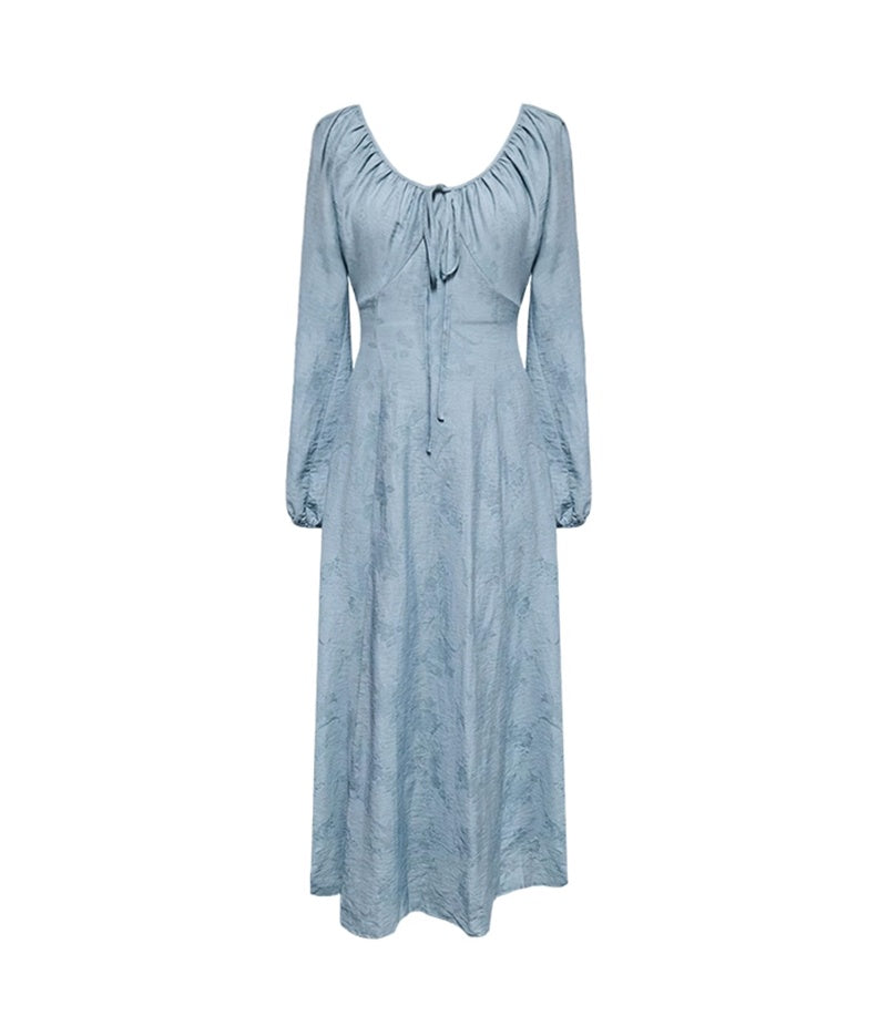 Plus Size French V-Neck Long-Sleeve Dress for Women