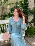 Plus Size French V-Neck Long-Sleeve Dress for Women