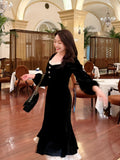 Plus Size Vintage French Velvet Mermaid Dress for Women - High-End Slimming Fit Design