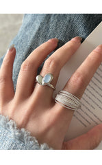 Pure Love Heart Agate 925 Silver Ring