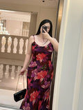 Purple Floral Mermaid Slip Dress Plus-Size