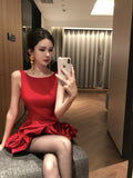 Red Petal Mini Dress – Petite-Friendly Birthday Party Outfit