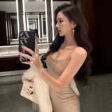 Rhinestone-Embellished Slip Dress – Sexy Party Night Maxi Dress