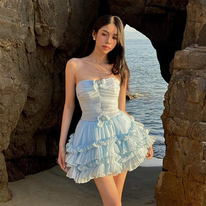 Romantic Off-Shoulder Princess Dress – Fairycore Vacation Gown