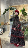 Romantic Soirée Floral Long Sleeve Dress – Soft Cotton Vintage Style Maxi Gown Flowy Floral Dress