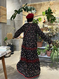 Romantic Soirée Floral Long Sleeve Dress – Soft Cotton Vintage Style Maxi Gown Flowy Floral Dress