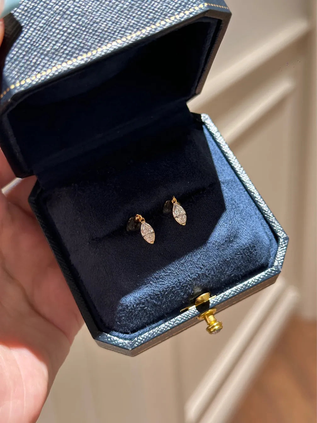 S925 Sterling Silver Marquise Cut Zircon Stud Earrings