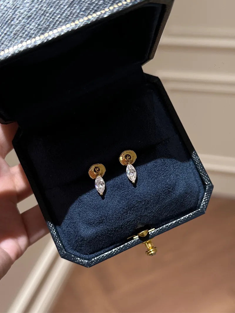 S925 Sterling Silver Marquise Cut Zircon Stud Earrings