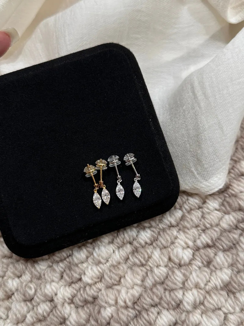 S925 Sterling Silver Marquise Cut Zircon Stud Earrings