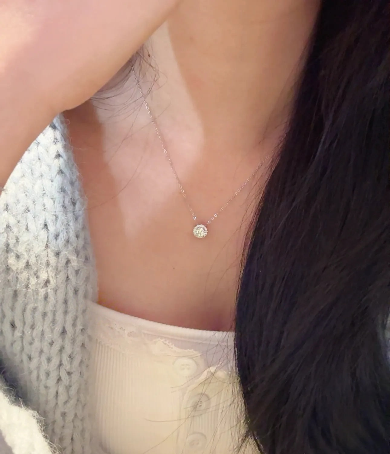S925 Sterling Silver Round Pendant Necklace
