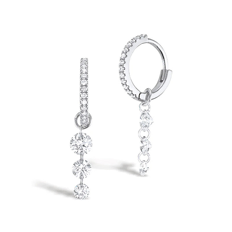 S925 Sterling Silver Hoop Earrings with 5A Zircon