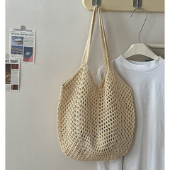 Boho Cotton Knitting Shoulder Bag Hanamade