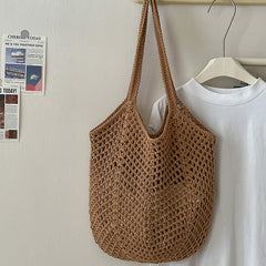 Boho Cotton Knitting Shoulder Bag Hanamade